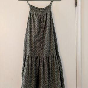Current/Elliot Textured Olive Green Button Spaghetti Strap Dress Sz M